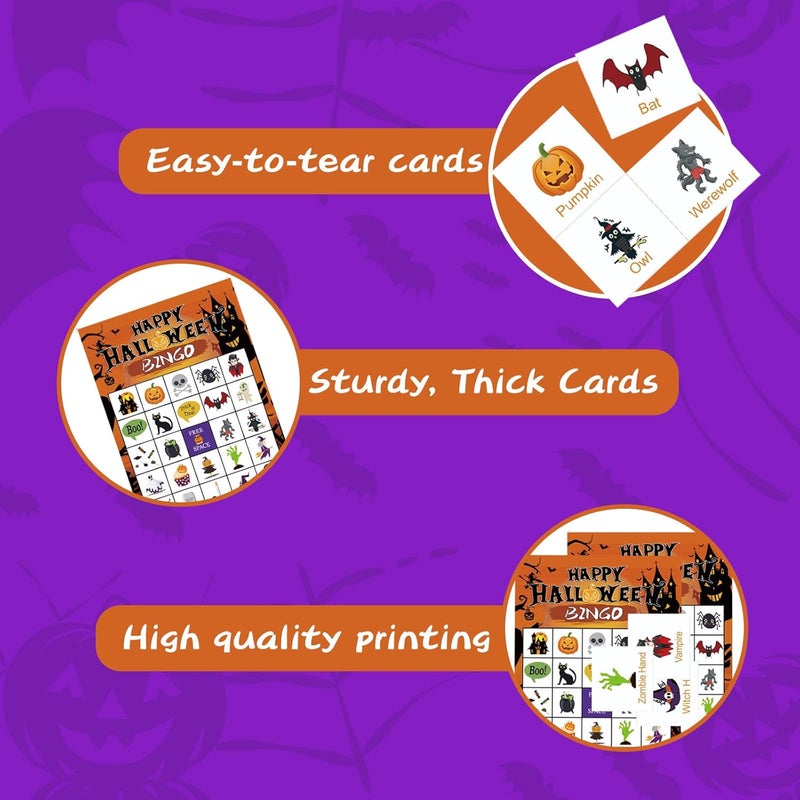 CRYSFIY Halloween Bingo Game,24 Players Halloween Bingo Cards,Halloween Party Game for Classroom Activities, School Carnivals, Office Events, Family Nights, and Holiday Entertainment,Halloween Party Supplies - Image 5